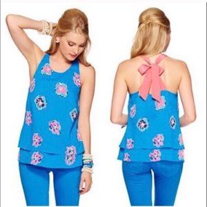 Lilly Pulitzer Maris Tiered Halter Top in Royce Blue of Corsage - Size XS